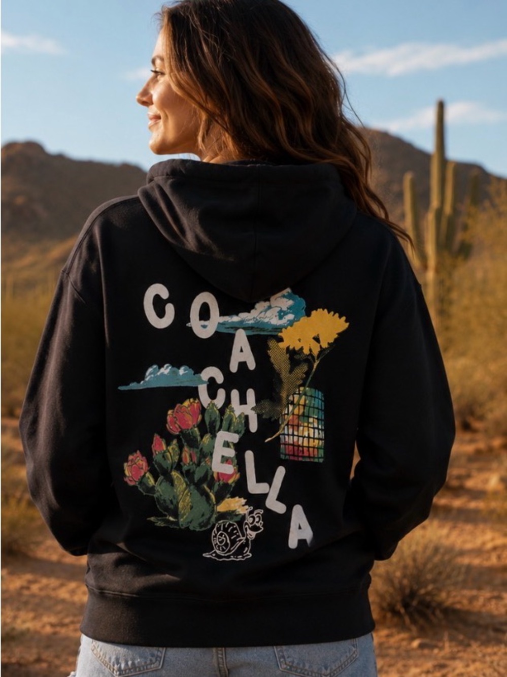 NEW XL UNISEX Coachella Black Graphic Hoodie